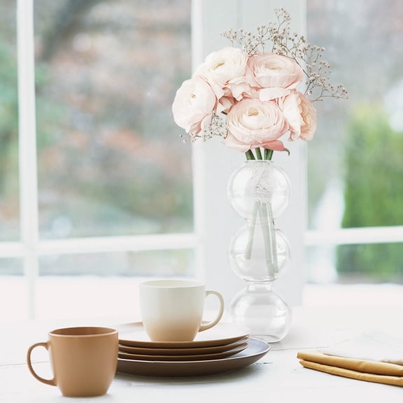 TERGAYEE Glass Bubble Vase,Unique Small Flower Vases for Centerpieces,4 Ball Bud Vase Centerpiece Glass Vase Home Party Office Tabletop Decor