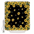 thumbnail image 2 of Sunflower Black Waterproof Fabric Shower Curtain, Watercolor Floral Vintage Farmhouse Shower Curtain for Bathroom Curtains Bathtubs Hotel Washable Shower Curtains with 12 Hooks Extra Long 72x84, 2 of 6