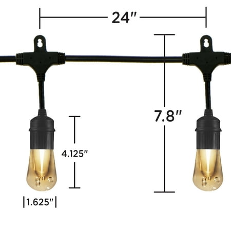Enbrighten - Café Vintage Series LED Lights (12 feet/6 bulbs) - Black