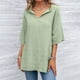 thumbnail image 2 of Camisas sueltas de algodón y lino de manga corta con cuello en V para mujer, blusas de verano OAVQHLG3B Store  lin121212, 2 of 5