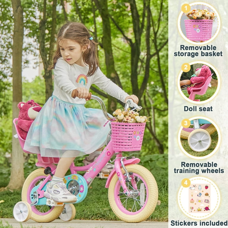 Maggie Glerc Kids' Training Wheels Bike - Pink, 14 Inch