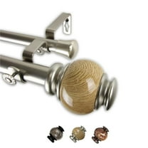 Central Design 100-25-665-D 1 in. Polychrome Double Curtain Rod, Satin Nickel - 66-120 in.