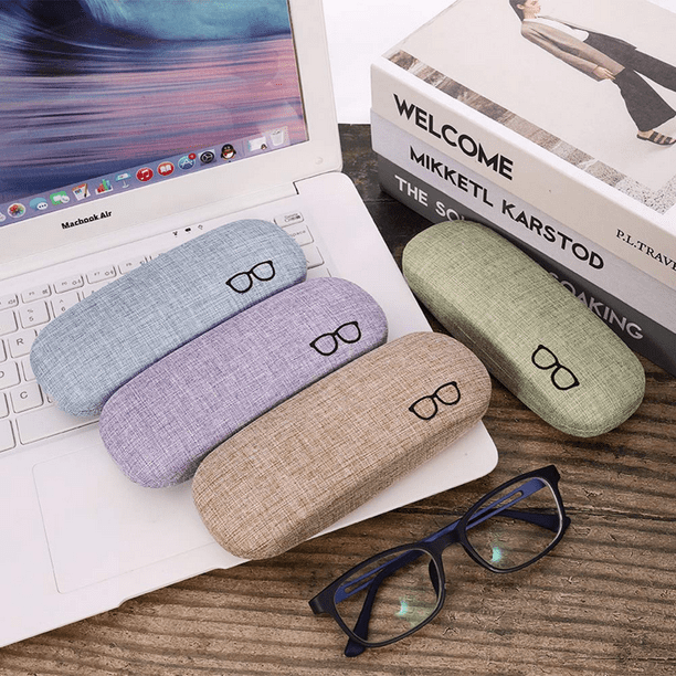 12 Pcs Linen Hard Shell Glass Case for Woman with 4 Cleaning Cloth and 4 Handbags Eyeglass Case Eye Glasses Case Sunglasses Case for Women Men Students Kids Walmart
