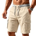 thumbnail image 2 of Ihhxva Men's Casual Shorts Elastic Waist 5" Inseam Solid Color Multi-Pockets Bermuda Shorts Summer Outdoor Vacation Shorts - Khaki XL, 2 of 5