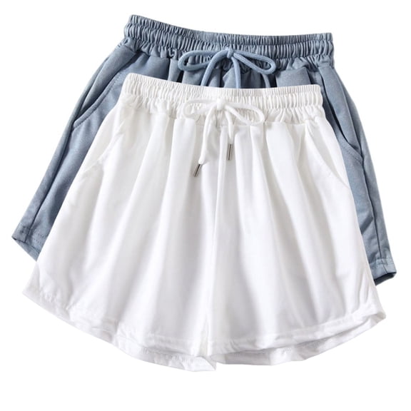 yillto Womens Sweat Shorts Casual Drawstring Comfy Elastic High Waist Running Clothes with Pockets 2 Pack