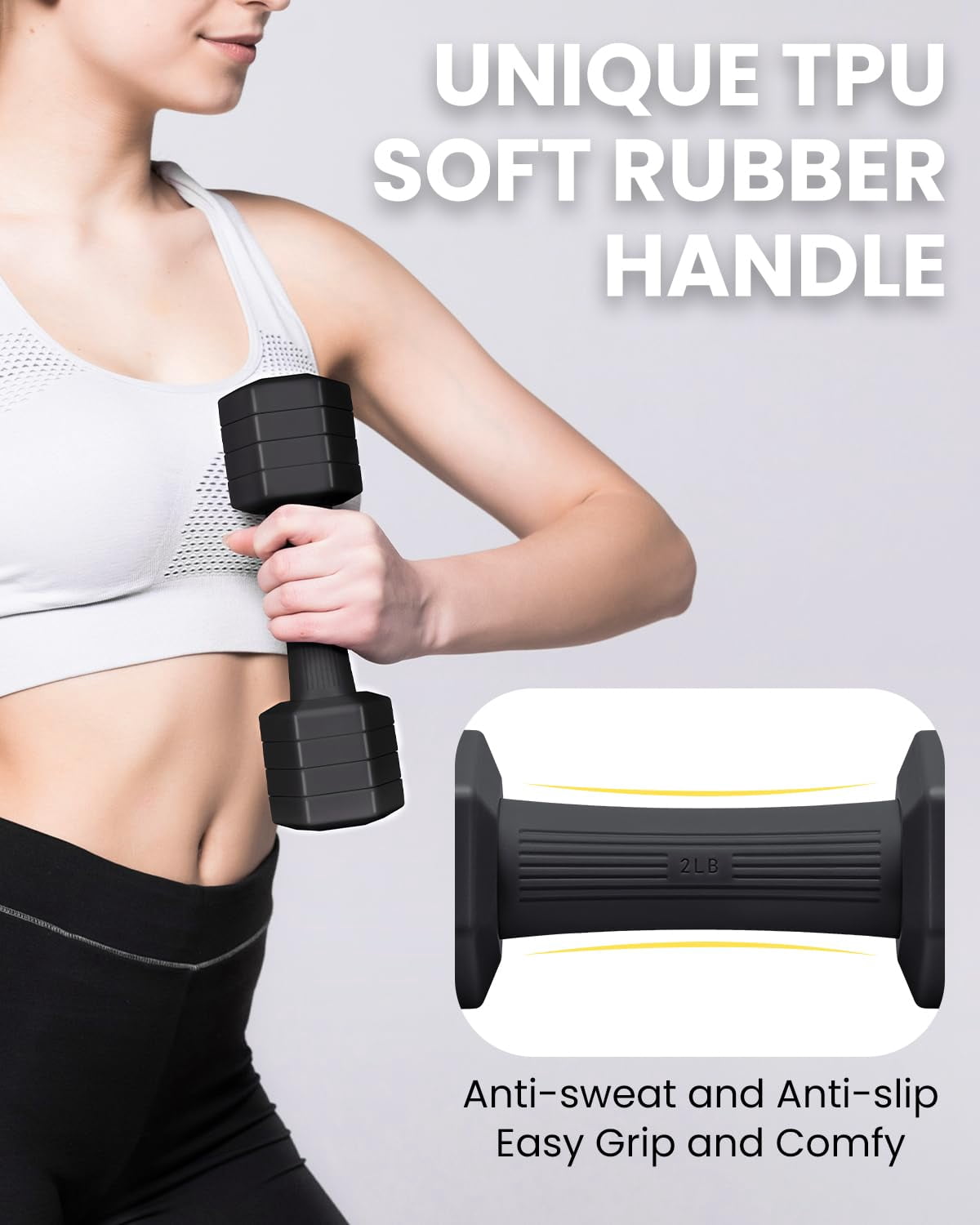 Adjustable Dumbbells Set  4 In 1 Hand Weights For Women Men 10 Lb/ 12 Lb Dumbbell Pair Each 2lbs 3lbs 4lbs 5lbs With Tpu Soft Rubber Handle Home Gym Exercise Fitness