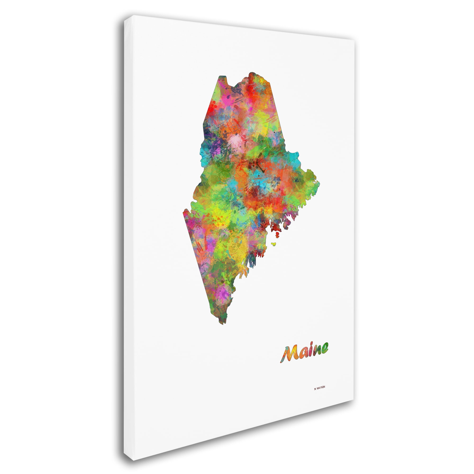 Trademark Fine Art "Maine State Map-1" Canvas Art by Marlene Watson
