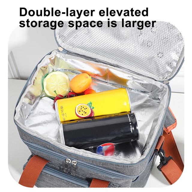 Bolsa De Pícnic Bolsa de picnic de doble capa Paquete de picnic impermeable para viajes de camping (gris) Sywqhk Para Estrenar