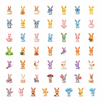 LUUFILx 50pcs Cute Bunny Stickers Easter Theme Animal Cartoon Fun Stickers Stationery Bike Laptop Water Bottle Guitar Phone Luggage Sticker Set