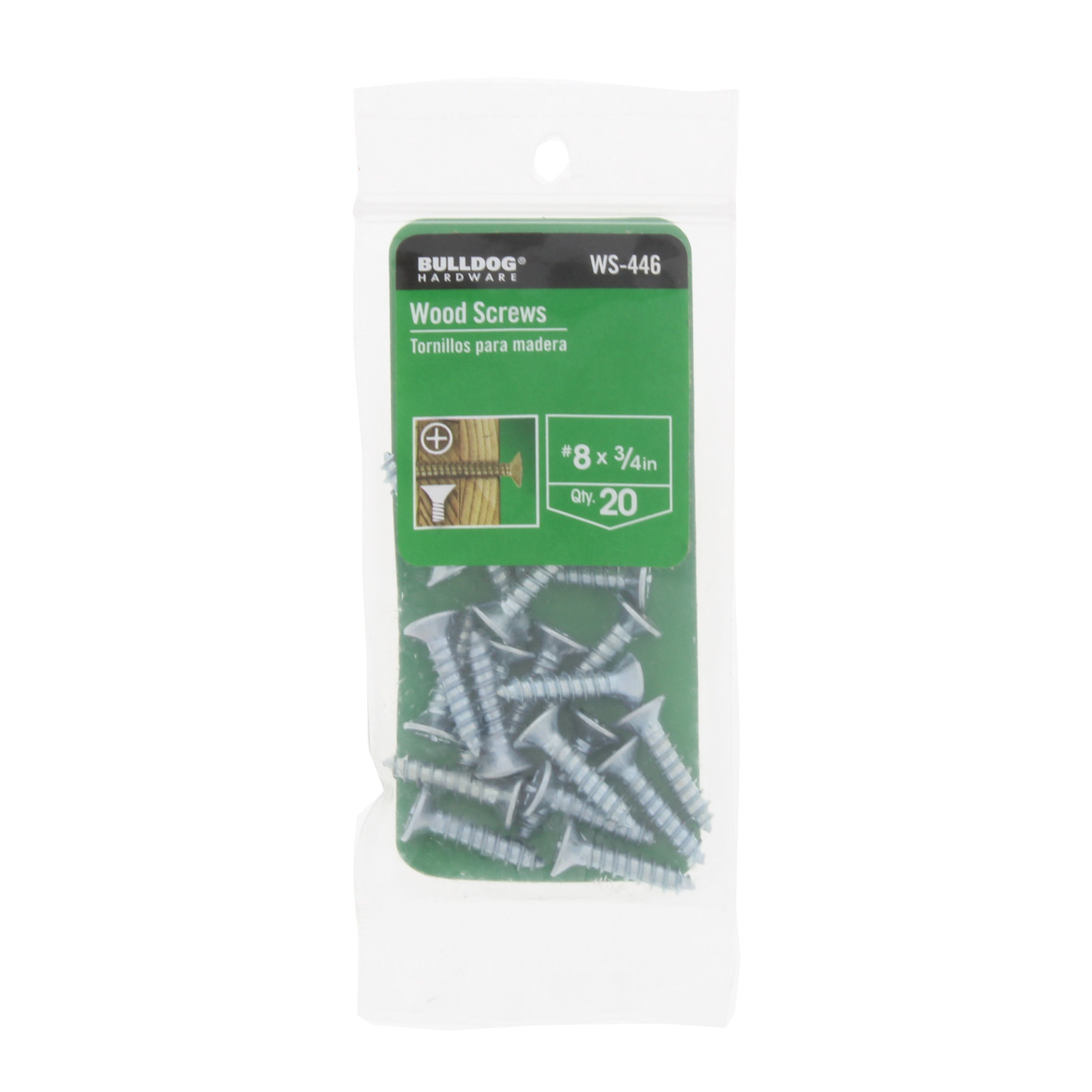 Bulldog Hardware #8 x 3/4 in. Phillips Flat Head Wood Screw, Zinc Plated (20 Pack)