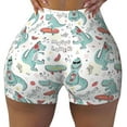 thumbnail image 2 of Haiem Music Lover Dinosaur No Front Seam Biker Shorts for Women Yoga Workout Gym Bike Shorts with Tummy Control Moisture-Wicking-Small, 2 of 9