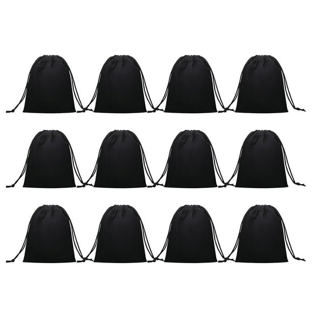 50 bolsas de felpa negras de 7 cm con cordón para guardar joyas, bolsas de lujo con cordón para regalo de boda, accesorios para regalo.