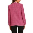 thumbnail image 3 of INSPIRE CHIC Women's Tweed Jacket Single Breasted Collarless Fringed Blazer L Pink, 3 of 5