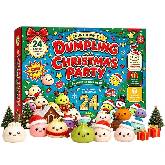 CQHVKQ Christmas Advent Calendar Dumpling Squishy Mystery Box, Christmas Special Edition Mystery Squishy Dumplings Countdown Calendar, Advent Calendar for Kids with 24 Surprises Squishy Bun Gifts