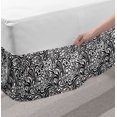 thumbnail image 2 of Black and White Bed Skirt, Western Scroll Pattern Design with Classical Cheery Flourishing Blossoms, Elastic Bedskirt Dust Ruffle Wrap Around for Bedding Decor, 4 Sizes, Black White, by Ambesonne, 2 of 2