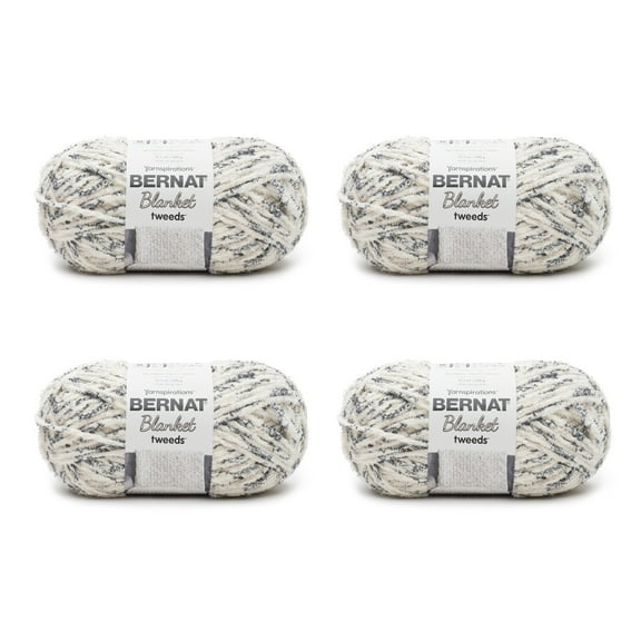 Bernat® Blanket Tweeds™ #6 Super Bulky Polyester Yarn, Ivory Tweed 10.5oz/300g, 220 Yards (4 Pack)
