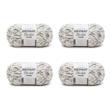 Bernat® Blanket Tweeds™ #6 Super Bulky Polyester Yarn, Ivory Tweed 10.5oz/300g, 220 Yards (4 Pack)