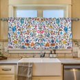 thumbnail image 2 of Yayeee Kitchen Curtains Tier Set of 2 Light Filtering 57"x24" Over Sink Window Panels, Doodle Pattern, 2 of 7