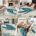 thumbnail image 6 of Nautical Teal Sea Turtles Washable Living Room Rugs 5'x7', Corals Compass Vintage Brown Map Low Pile Throw Large Area Rugs Non-Slip Sturdy Edge Binding Carpet for Dining Room Bedside Kitchen, 6 of 9