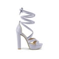 thumbnail image 3 of BLISSFUL STEP Women's Lace Up Platform Block High Heel Sandals Light Purple 10.5, 3 of 7