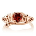 thumbnail image 2 of Gem Stone King 0.56 Ct Heart Shape Red Garnet Gemstone 18K Rose Gold Silver MOM Ring, 2 of 2