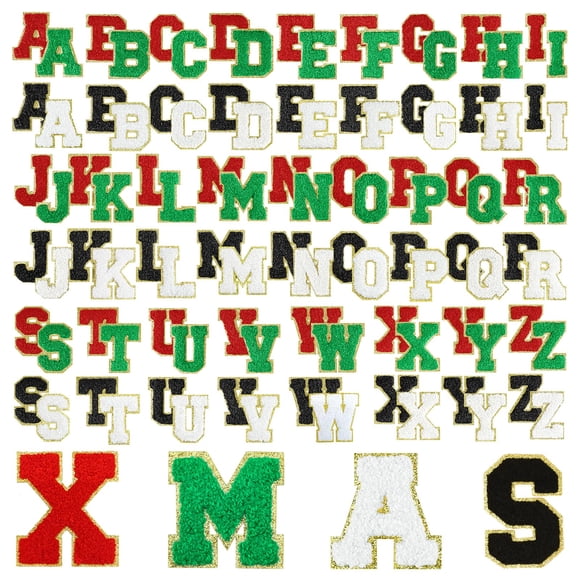 Parche de Letras Chenille Morcheiong 104 piezas para Navidad