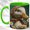 Green, variant on Daisy Scarf Duck Coffee Mug, Cottage Duck Mug, Ceramic 11 oz