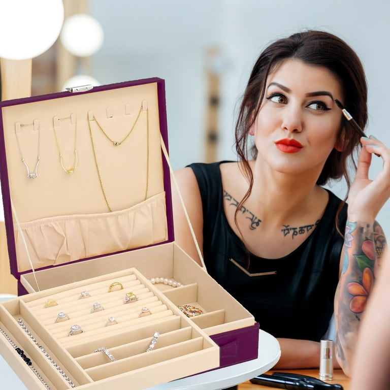 Plush Velvet Travel Jewelry Organizer Box | Travel Jewelry Case Jewelry  Boxes for Women | Jewelry Travel Organizer, Jewelry Travel Case for Women 