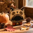 thumbnail image 6 of Vintage Halloween Cat Wooden Block, Primitive Rustic Farmhouse Tabletop Figurine, Tray Desktop Sign, Spooky Wooden Centerpiece Signs for Home Office Halloween Party Decorations(E), 6 of 8