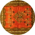 thumbnail image 1 of Ahgly Company Machine Washable Indoor Round Persian Yellow Traditional Area Rugs, 5' Round, 1 of 4