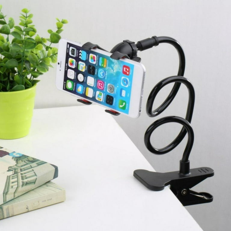 Phone Holder Bed Gooseneck Mount - Lamicall Cell Phone Clamp Clip for Desk, Flexible Lazy Long Arm Headboard Bedside, Overhead Mount Stand, Black