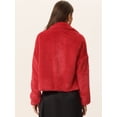 thumbnail image 4 of INSPIRE CHIC - Chaqueta corta para mujer con solapa de muesca y piel sintética esponjosa Rojo M, 4 of 6