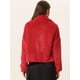 thumbnail image 4 of Chaqueta corta Allegra K Solapa de muesca Piel sintética Esponjosa Rojo S, 4 of 6