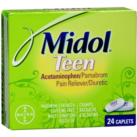 Midol Teen Caplets 24 Caplets (Pack of 4)