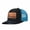 Black and blue, variant on Upland Bird Hunting Scene Leather Patch Embroidered Color Block Trucker Hat Unisex Adjustable Cotton Breathable Fashion Cap for Travel Daily Wear