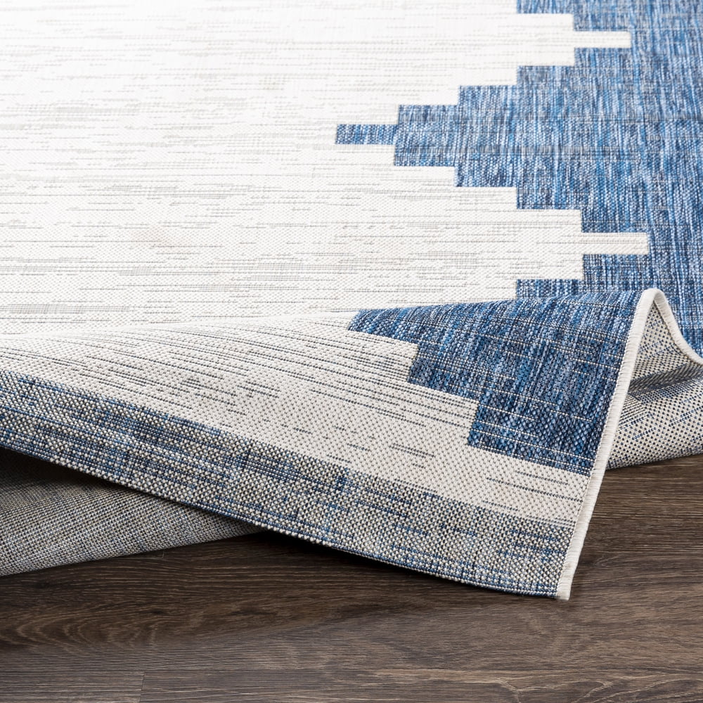 Livabliss Outdoor Rugs, 9ft Round Eagean Global Blue Square Area Rug for Patio, Porch, Deck, Backyard, Waterproof Indoor Outdoor Carpet (7'10" x 7'10")