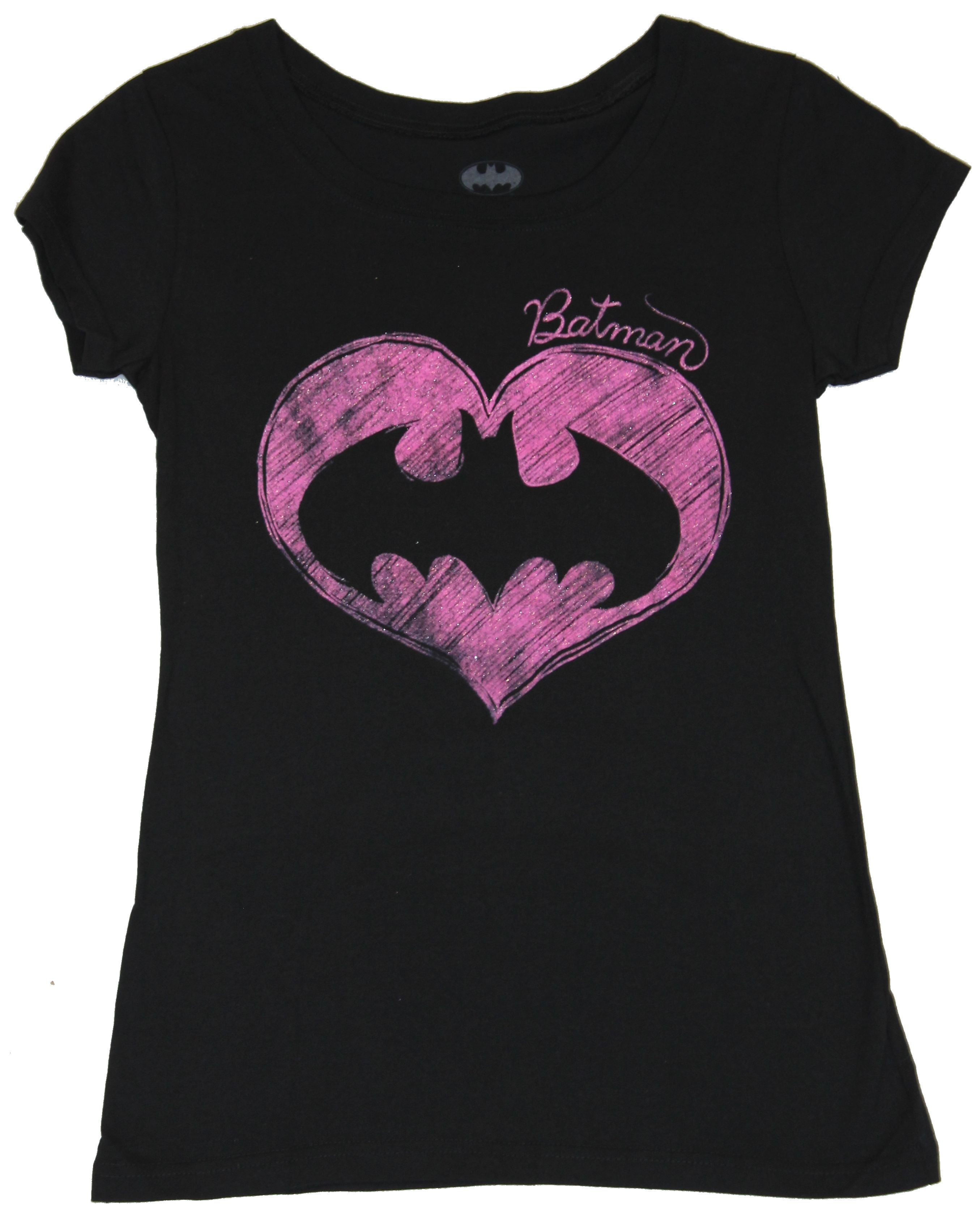 Batman Batman (DC Comics) Girls Juniors TShirt Scribble Pink