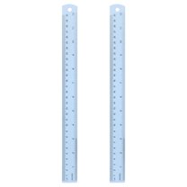 Uxcell 2pcs Straight Ruler 11.81" Metric SAE Aluminum Rulers with Hole Light Blue