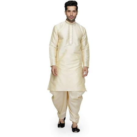 

Royal Kurta Mens Silk Blend Kurta Salwar Set (38 Gold)