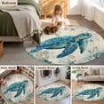 thumbnail image 5 of Round Area Rug 4 Ft, Teal Sea Turtle Coastal Washable Non-Slip Circle Carpet for Living Room/Bedroom, Vintage Summer Beach Nautical Low-Profile Crawling Mats Collection Rugs for Indoor, 5 of 8