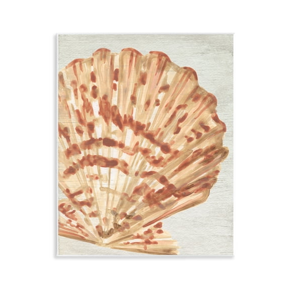 Stupell Industries Tan & Beige Clam Nautical & Beach Painting Unframed Art Print Wall Art, 11 x 14