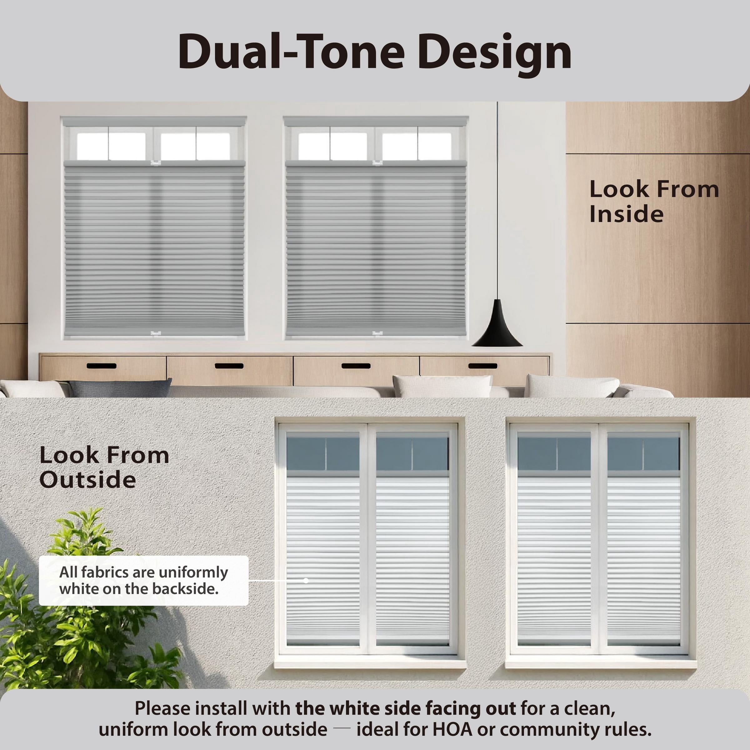 Regal Living Top Down Bottom Up Light Filtering Cordless Cellular Shade, Anchor Gray - 68.5" W x 64" L