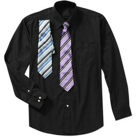 Big Men's Long Sleeve Shirts With 2 Ties