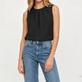 thumbnail image 5 of GUACER Women's Pleated Crew Neck Tank Top Loose Fit Sleeveless Blouses Summer Casual Flowy Camisole, 5 of 7