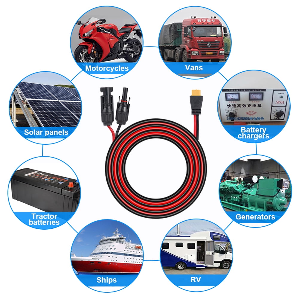 Hormy Solar to XT60 Charge Extension Cable 12AWG 10FT Solar Connector to XT60 Adapter Cable for Solar Panel RV Portable Power, IP67 Waterproof