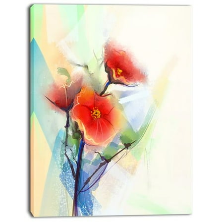 - Design Art 'Red Poppy Flowers on Grunge Back' Painting Print on Wrapped Canvas