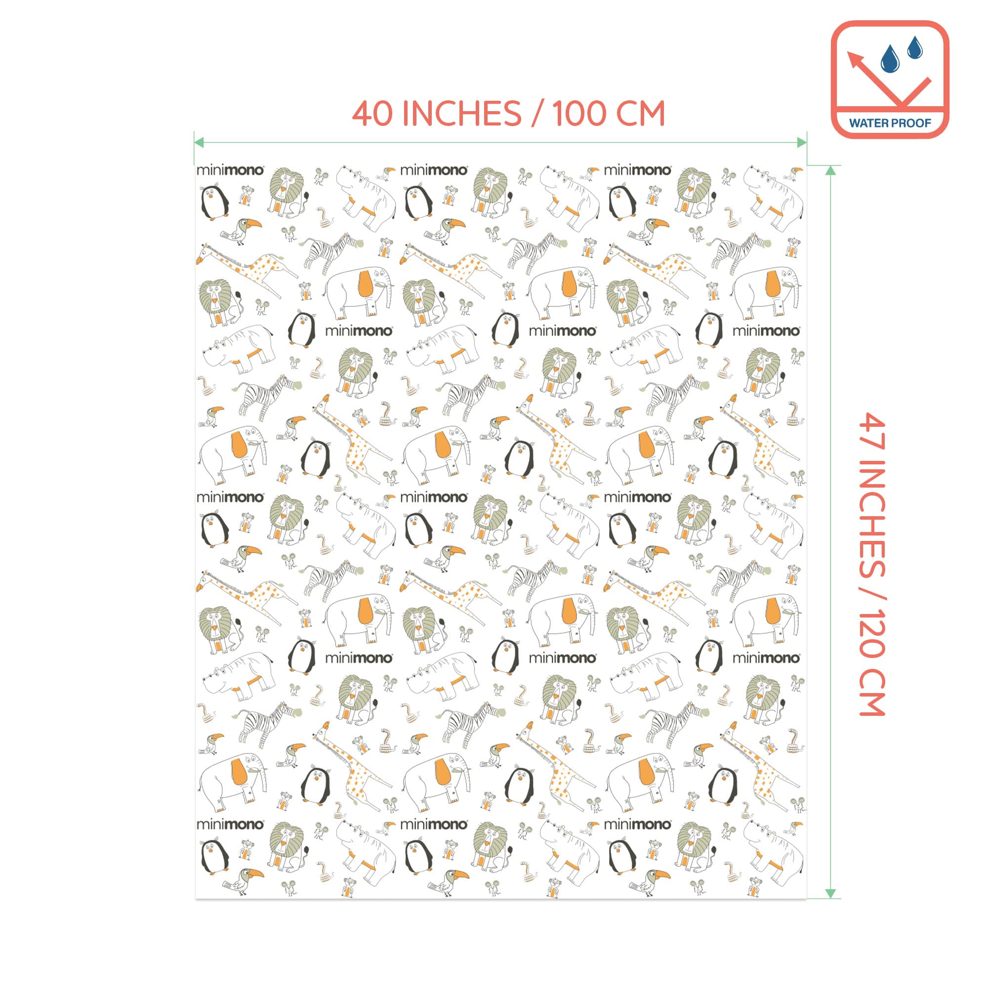 Minimono Disposable Splat Mat for Under High Chair - 30 Pack, 40"x47"| Waterproof Splash Mat for Floor | Baby Activity Mat for Indoor and Outdoor | Baby Lead Weaning Supplies | Catcher for Highchair