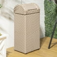 thumbnail image 2 of happimess Darla 14.27-Gallon All-Weather Wicker/Metal Swing Top Hideaway Outdoor Trash Can for Package Delivery, Patio Furniture, Cushions, Gardening Tools, Pool Supplies, Light Pink/White, HPM1201D, 2 of 9