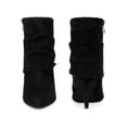 thumbnail image 2 of BLISSFUL STEP Women's Ankle Boots Faux Suede Pointed Toe Stiletto Heel Slouch Side Zipper Boots Black 6, 2 of 6