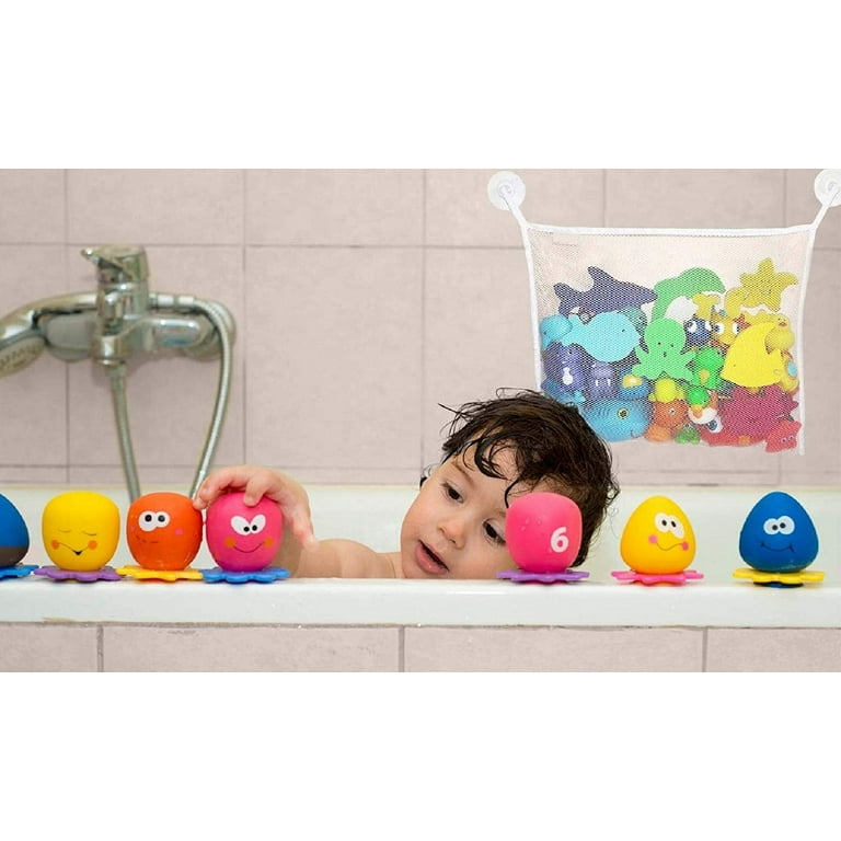 Bath Toys for Kids Ages 4-8 Years with Bathtub Toy Holder, Soft Silicone  Bath